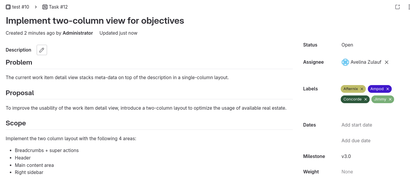 Task two column view